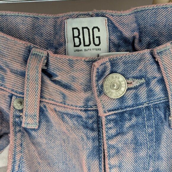 Urban Outfitters BDG Distressed Overdyed High-Rise Baggy Jeans Pink Size 25 - Picture 5 of 6